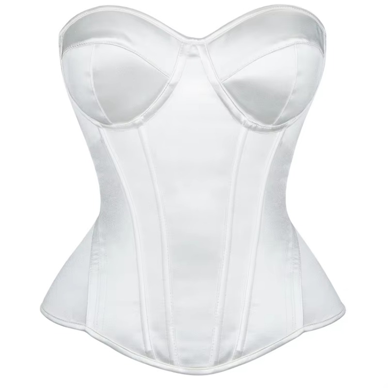Boning Corset Steel - Korset Putih untuk Wanita, Bustier Overbust,