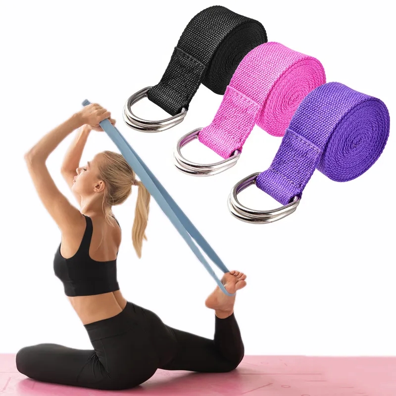 D Ring Strap - Tali Yoga latihan katun 183*3.8cm sabuk