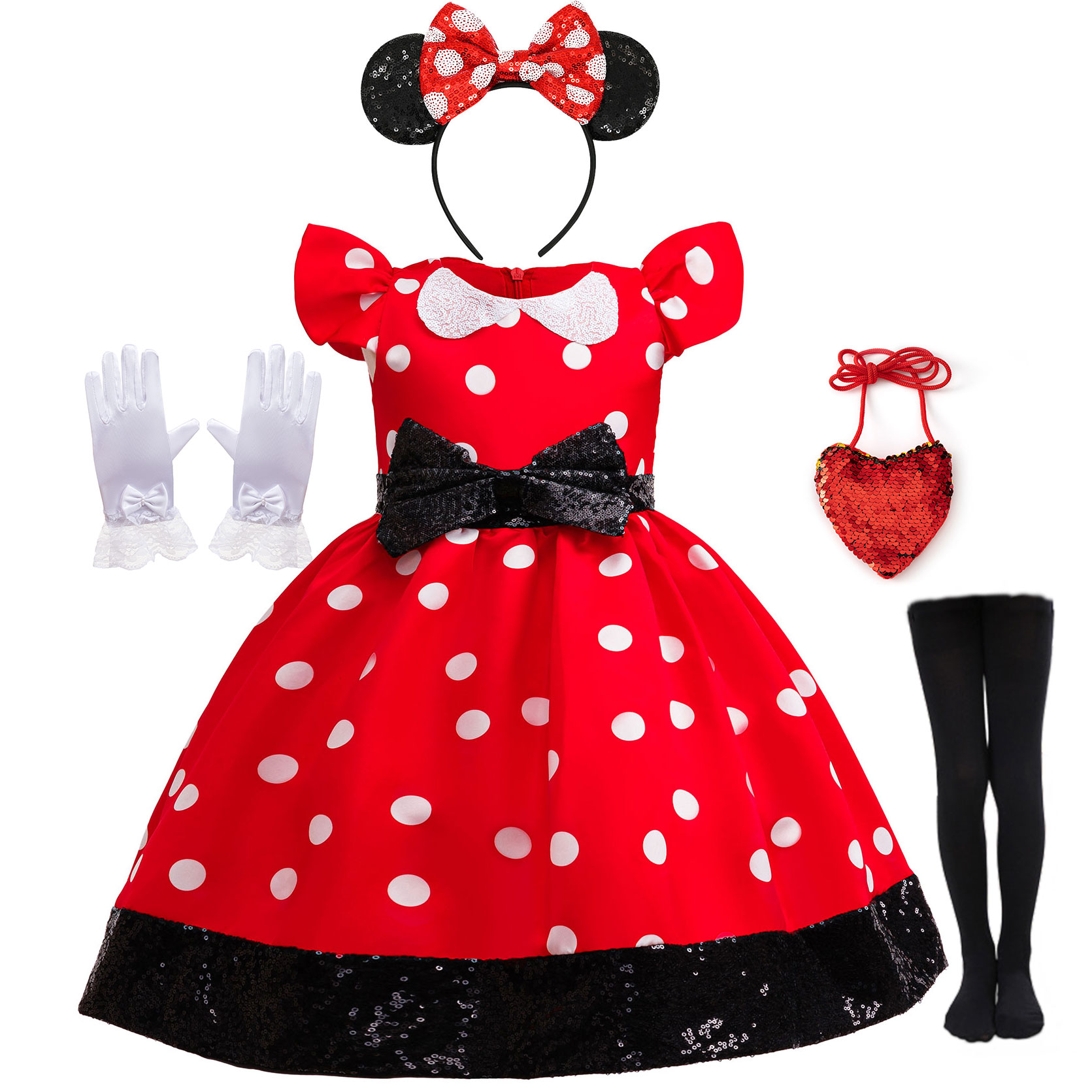 Cosplay Prop Bow - Gaun Putri Polkadot Merah Putih untuk